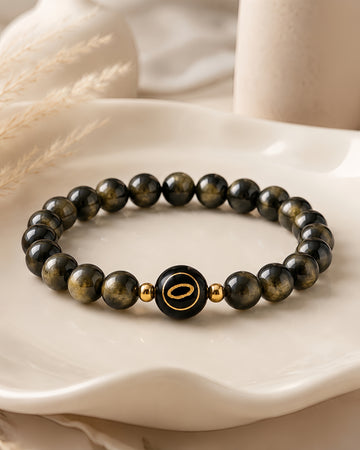 golden sheen obsidian NFC crystal bracelet, Amber Halo by Void Halo