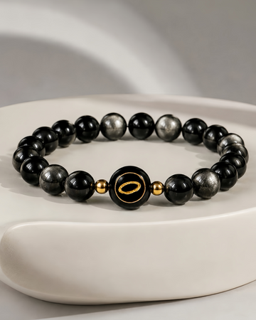 silver sheen obsidian NFC crystal bracelet, Chrome Halo by Void Halo