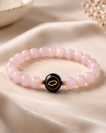 pink Madagascar rose quartz NFC crystal bracelet, Flora Halo by Void Halo