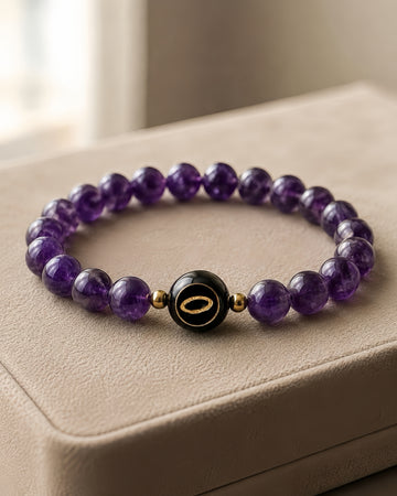 deep plum purple Uruguayan amethyst NFC crystal bracelet, Plum Halo by Void Halo
