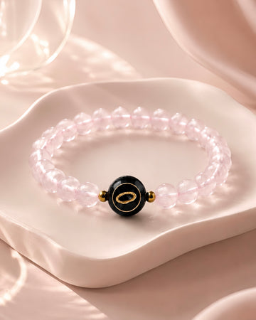 pink rose quartz NFC crystal bracelet, Rose Halo by Void Halo