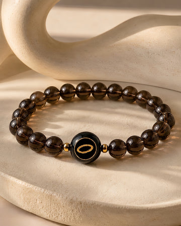 dark smoky quartz NFC crystal bracelet, Mocha Halo by Void Halo