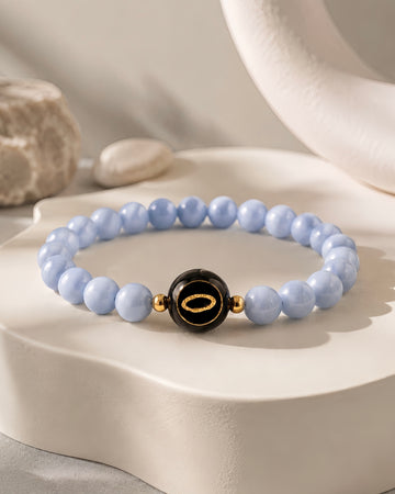 powder blue angelite NFC crystal bracelet, Sky Halo by Void Halo